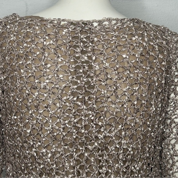 John Fashion Sweater Women's XL Brown Chiffon Uderlayers Open Knit Boho NEW - Picture 9 of 16
